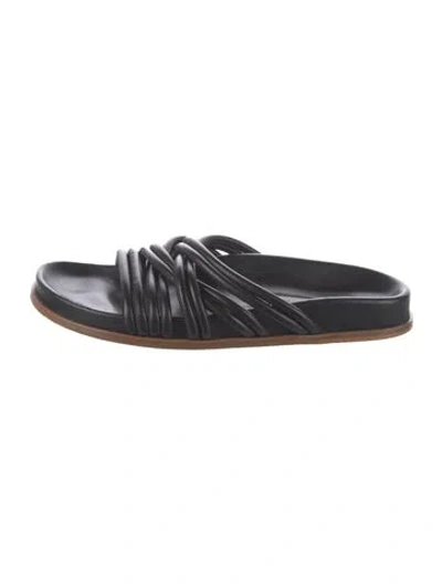 Pre-owned Emme Parsons Leather Slides In Black