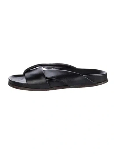 Pre-owned Emme Parsons Leather Slides In Black