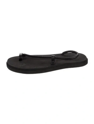 Pre-owned Emme Parsons Leather Slides In Black