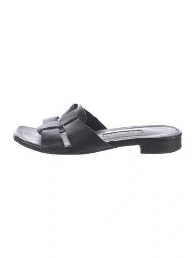 Pre-owned Emme Parsons Leather Slides In Black