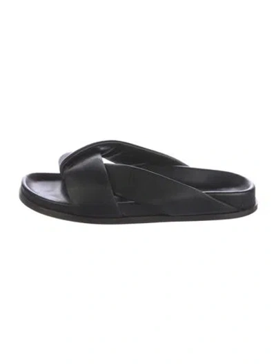 Pre-owned Emme Parsons Leather Slides In Black