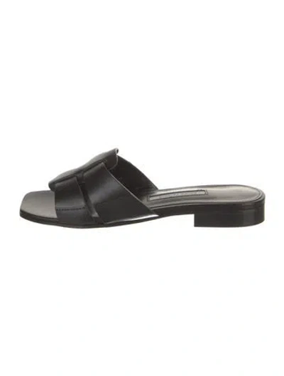 Pre-owned Emme Parsons Leather Slides In Black