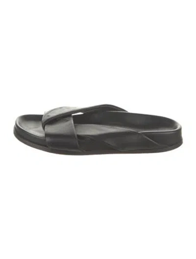 Pre-owned Emme Parsons Leather Slides In Black