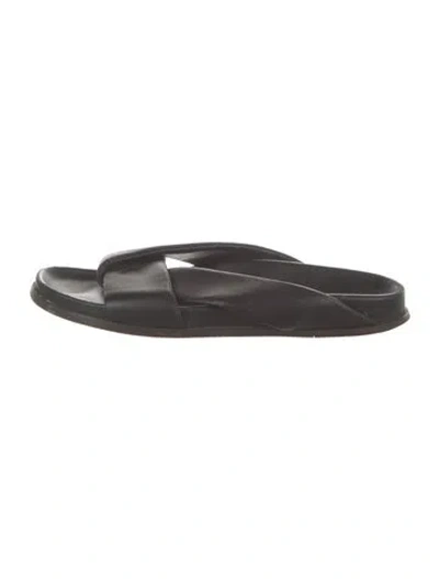 Pre-owned Emme Parsons Leather Slides In Black