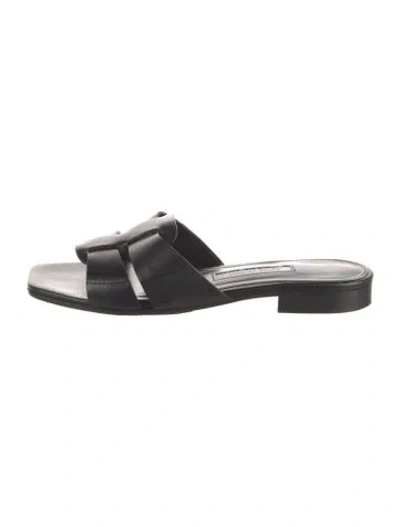 Pre-owned Emme Parsons Leather Slides In Black