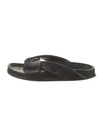Pre-owned Emme Parsons Leather Slides In Black