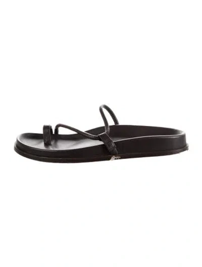 Pre-owned Emme Parsons Leather Slides In Black