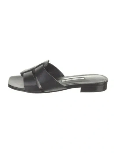 Pre-owned Emme Parsons Leather Slides In Black