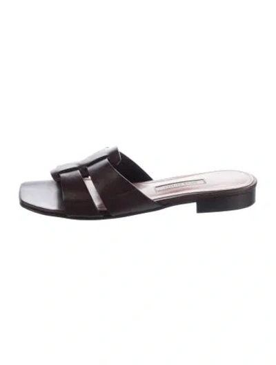 Pre-owned Emme Parsons Leather Slides In Brown