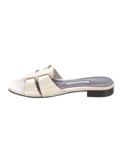 Pre-owned Emme Parsons Leather Slides In Neutral