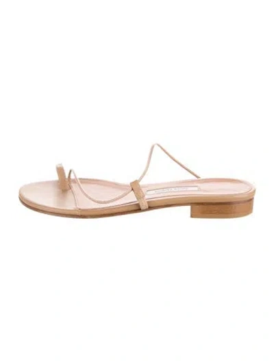 Pre-owned Emme Parsons Leather Slides In Neutral