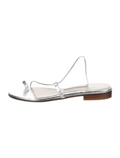 Pre-owned Emme Parsons Leather Slides In Silver