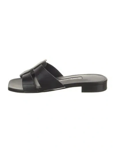 Pre-owned Emme Parsons Leather Slides W/ Tags In Black