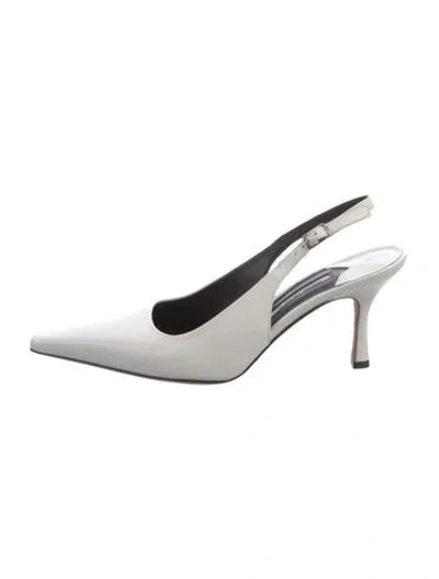 Pre-owned Emme Parsons Leather Slingback Pumps In White