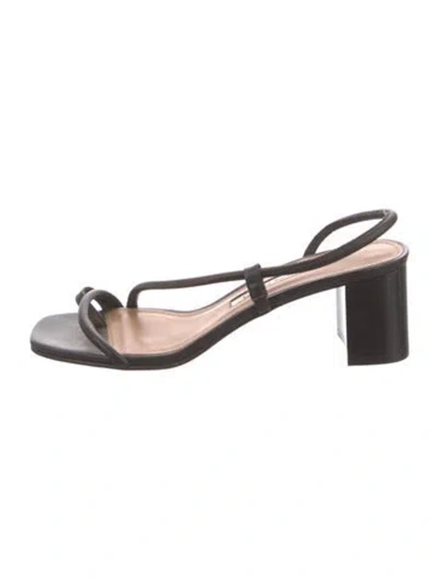 Pre-owned Emme Parsons Leather Slingback Sandals In Black