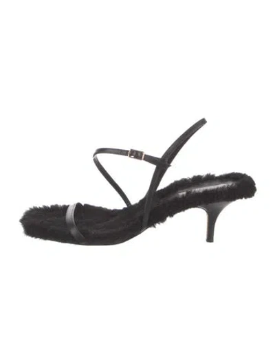 Pre-owned Emme Parsons Leather Slingback Sandals In Black
