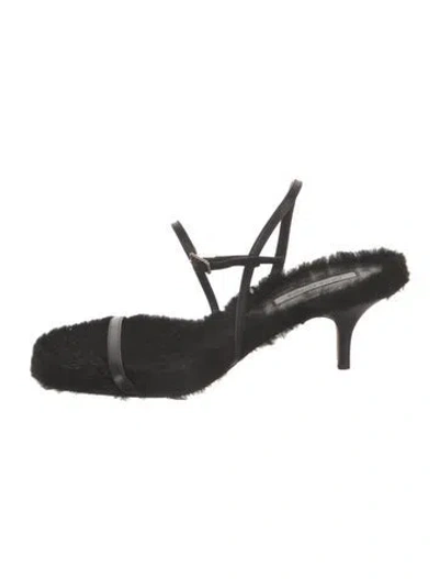 Pre-owned Emme Parsons Leather Slingback Sandals In Black