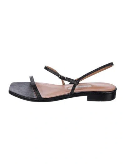 Pre-owned Emme Parsons Leather Slingback Sandals In Black
