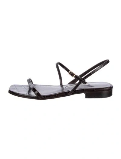 Pre-owned Emme Parsons Leather Slingback Sandals In Black