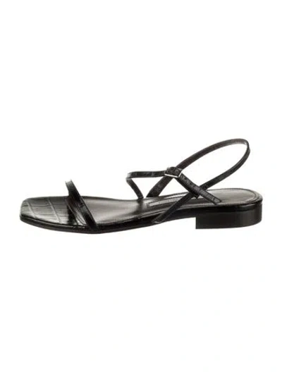 Pre-owned Emme Parsons Leather Slingback Sandals In Black