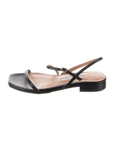 Pre-owned Emme Parsons Leather Slingback Sandals In Black/neutrals