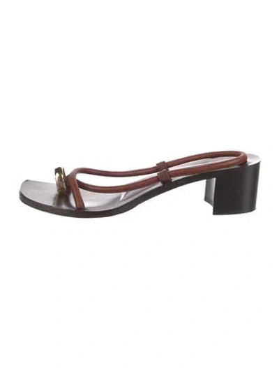 Pre-owned Emme Parsons Leather Slingback Sandals In Brown