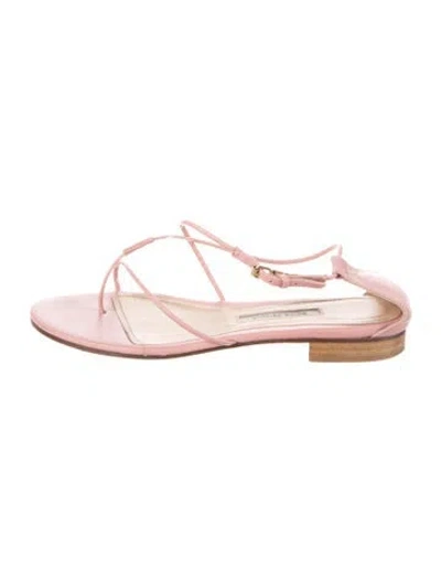 Pre-owned Emme Parsons Leather Slingback Sandals In Pink