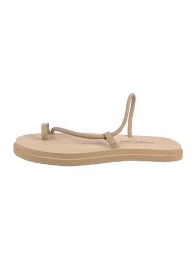 Pre-owned Emme Parsons Leather Trim Embellishment Slides In Neutral