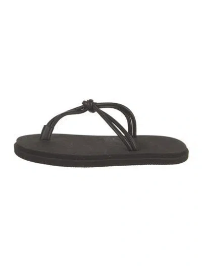Pre-owned Emme Parsons Leather T-strap Sandals In Black