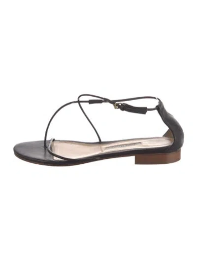Pre-owned Emme Parsons Leather T-strap Sandals In Black