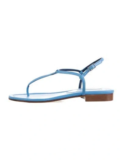 Pre-owned Emme Parsons Leather T-strap Sandals In Blue