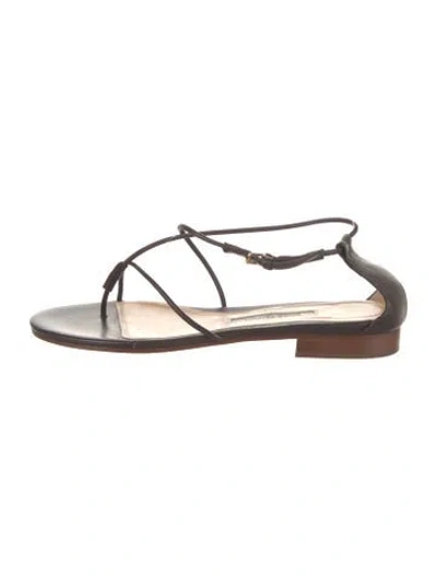 Pre-owned Emme Parsons Leather T-strap Sandals In Brown