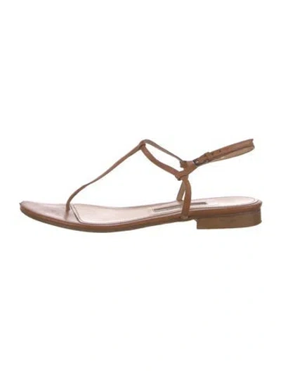 Pre-owned Emme Parsons Leather T-strap Sandals In Brown
