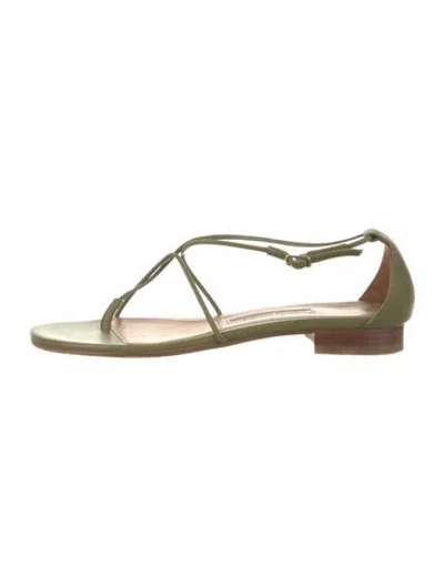 Pre-owned Emme Parsons Leather T-strap Sandals In Green