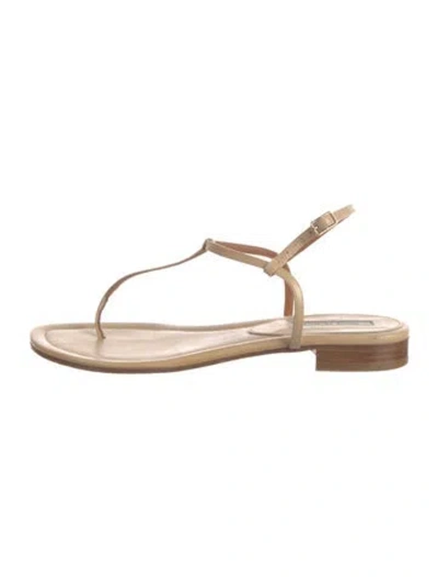 Pre-owned Emme Parsons Leather T-strap Sandals In Neutral