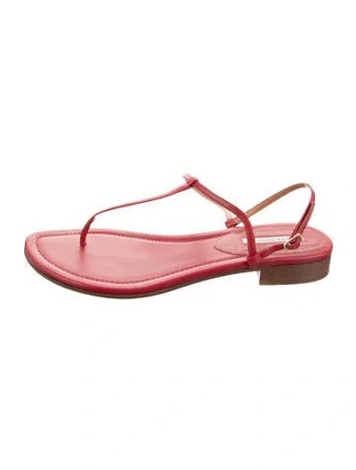 Pre-owned Emme Parsons Leather T-strap Sandals In Pink/red