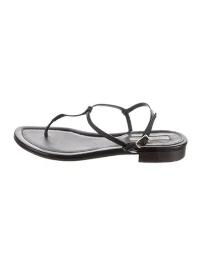 Pre-owned Emme Parsons Leather T-strap Sandals In Silver