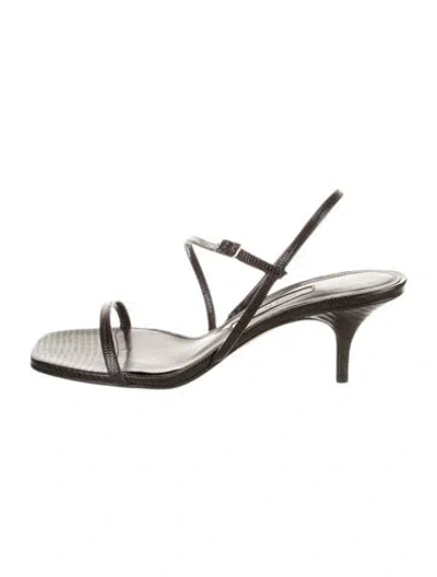 Pre-owned Emme Parsons Lizard Slingback Sandals In Brown