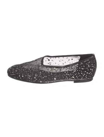 Pre-owned Emme Parsons Mesh Printed Flats In Black