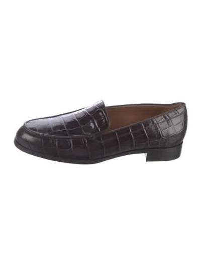 Pre-owned Emme Parsons Patent Leather Animal Print Loafers In Brown