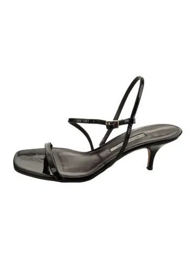 Pre-owned Emme Parsons Patent Leather Sandals In Black