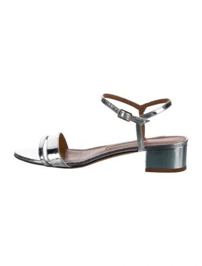 Pre-owned Emme Parsons Patent Leather Sandals In Silver