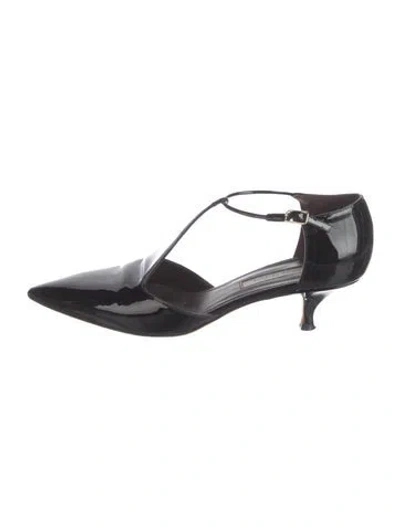 Pre-owned Emme Parsons Patent Leather T-strap Pumps In Black