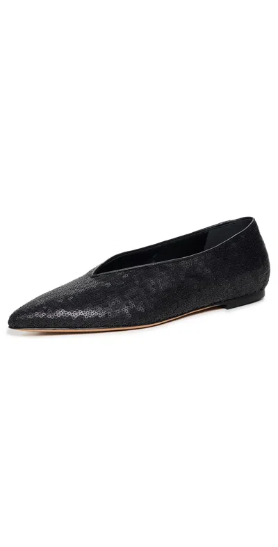 Emme Parsons Pointy Flats Black Matte Paillettes