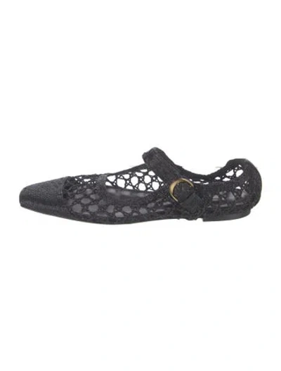 Pre-owned Emme Parsons Raffia Lace Pattern Ballet Flats In Blue