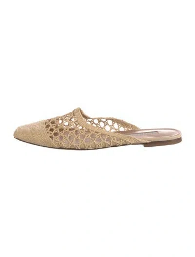Pre-owned Emme Parsons Raffia Mules In Neutral