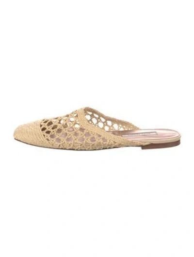 Pre-owned Emme Parsons Raffia Mules In Neutrals