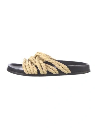 Pre-owned Emme Parsons Raffia Slides In Neutrals