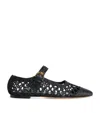 Emme Parsons Tramonto Leather-trimmed Woven Raffia Mary Jane Ballet Flats