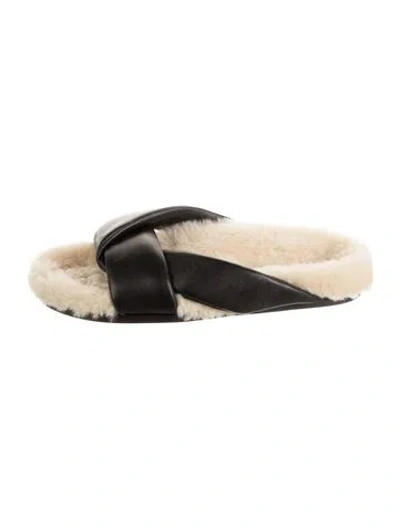 Pre-owned Emme Parsons Shearling Fur Trim Slides